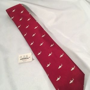New J Crew Burgandy Shark 100% silk tie
